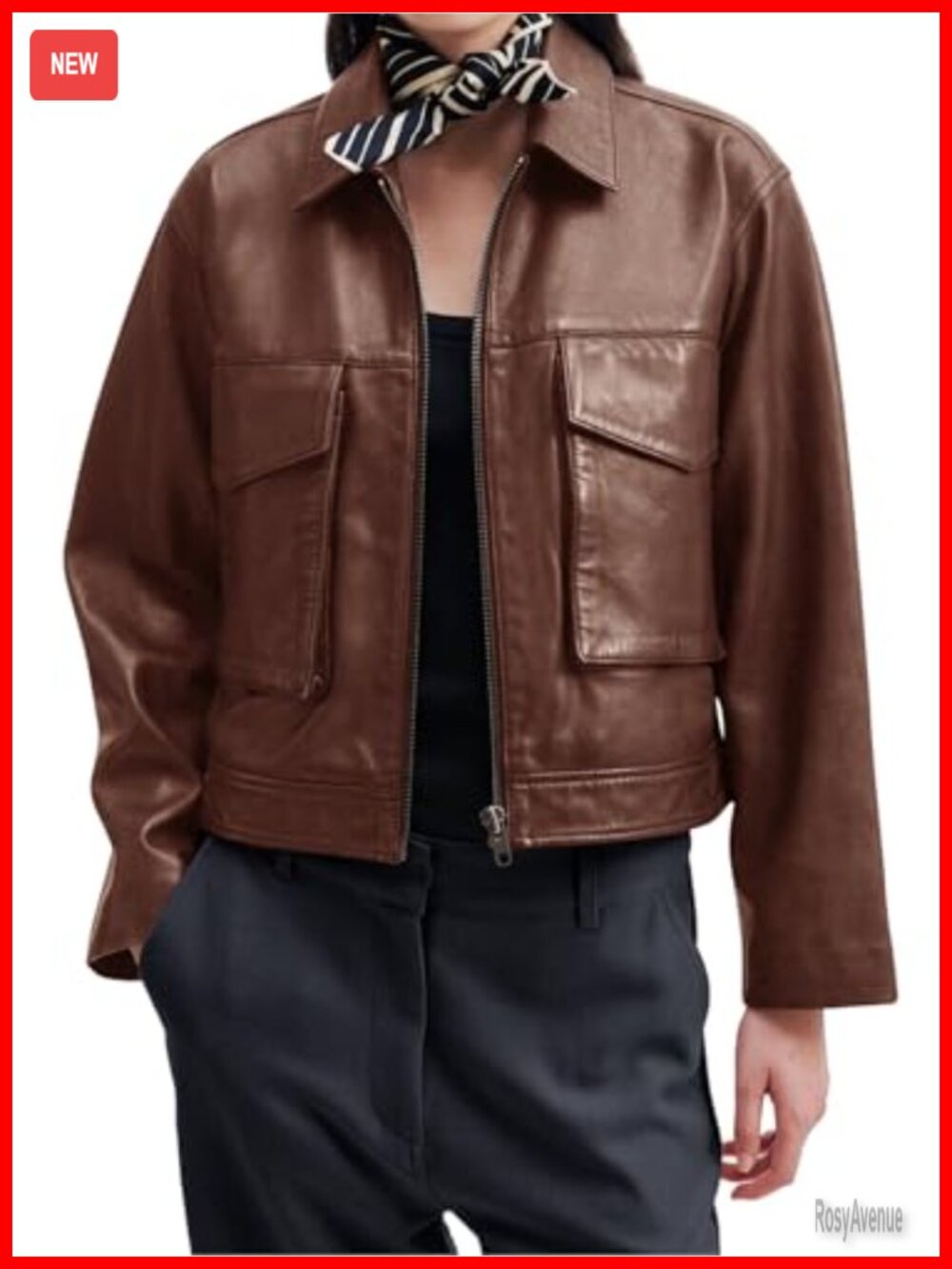 Faux Leather Motorcycle Jacket Zip Up Cropped Bomber Coat